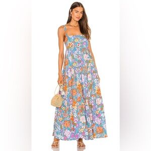 Free People Floral Maxi Dress - Blue and Orange